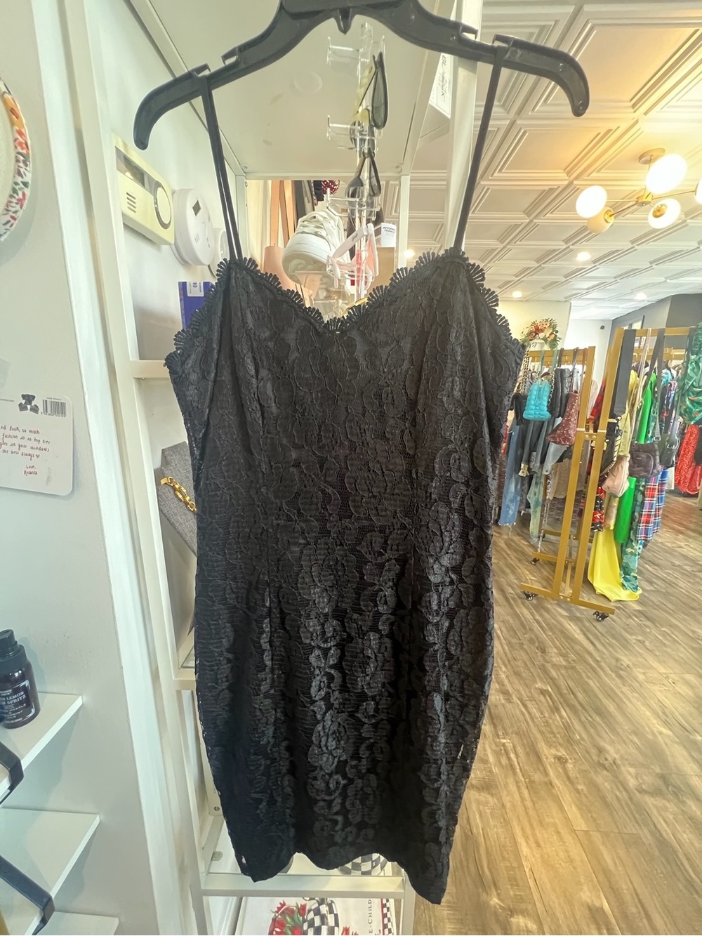 Vintage Sacha Black Lace Slip Dress with Delicate Straps